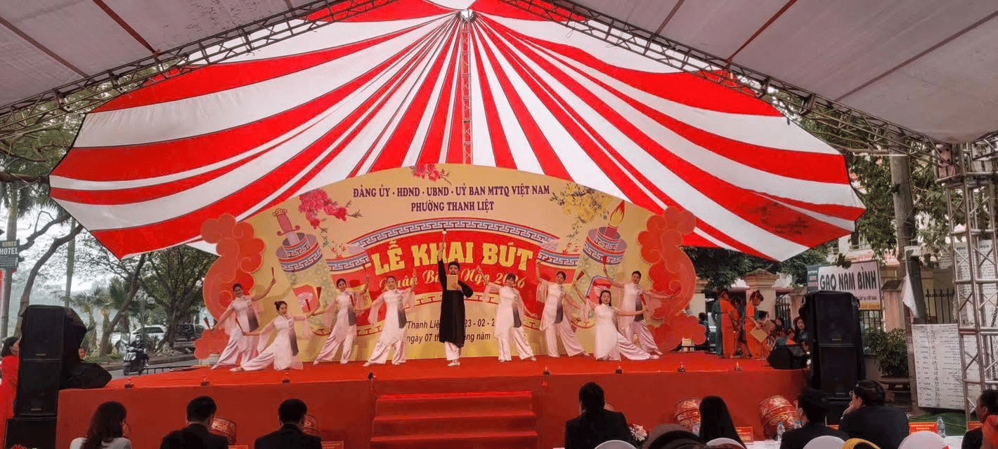 Thi công backdrop lễ khai bút đầu xuân tại Hà Nội