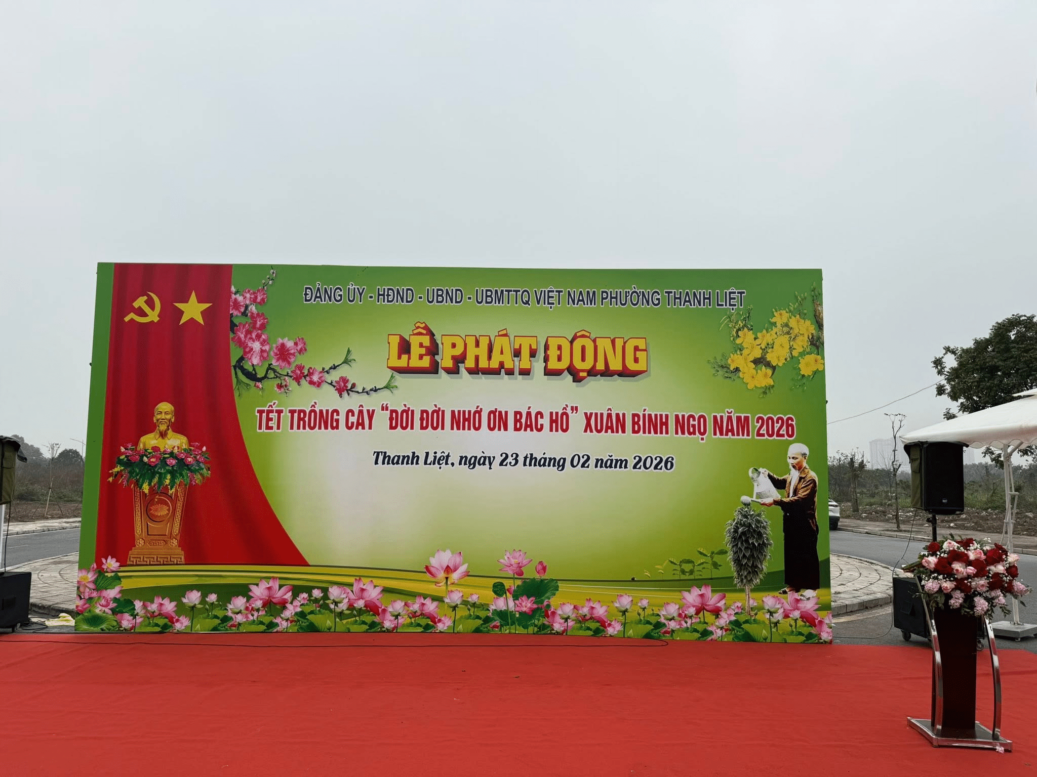Backdrop lễ phát động Tết trồng cây tại Hà Nội