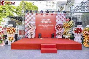 Sân khấu backdrop lễ khai trương trường mầm non tại Hà Nội