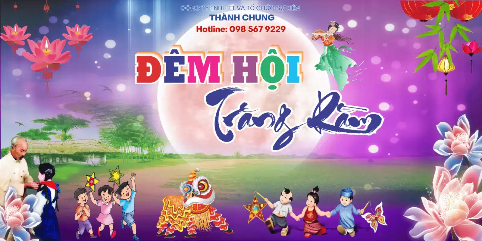 Mẫu backdrop sân khấu Đêm hội Trăng rằm