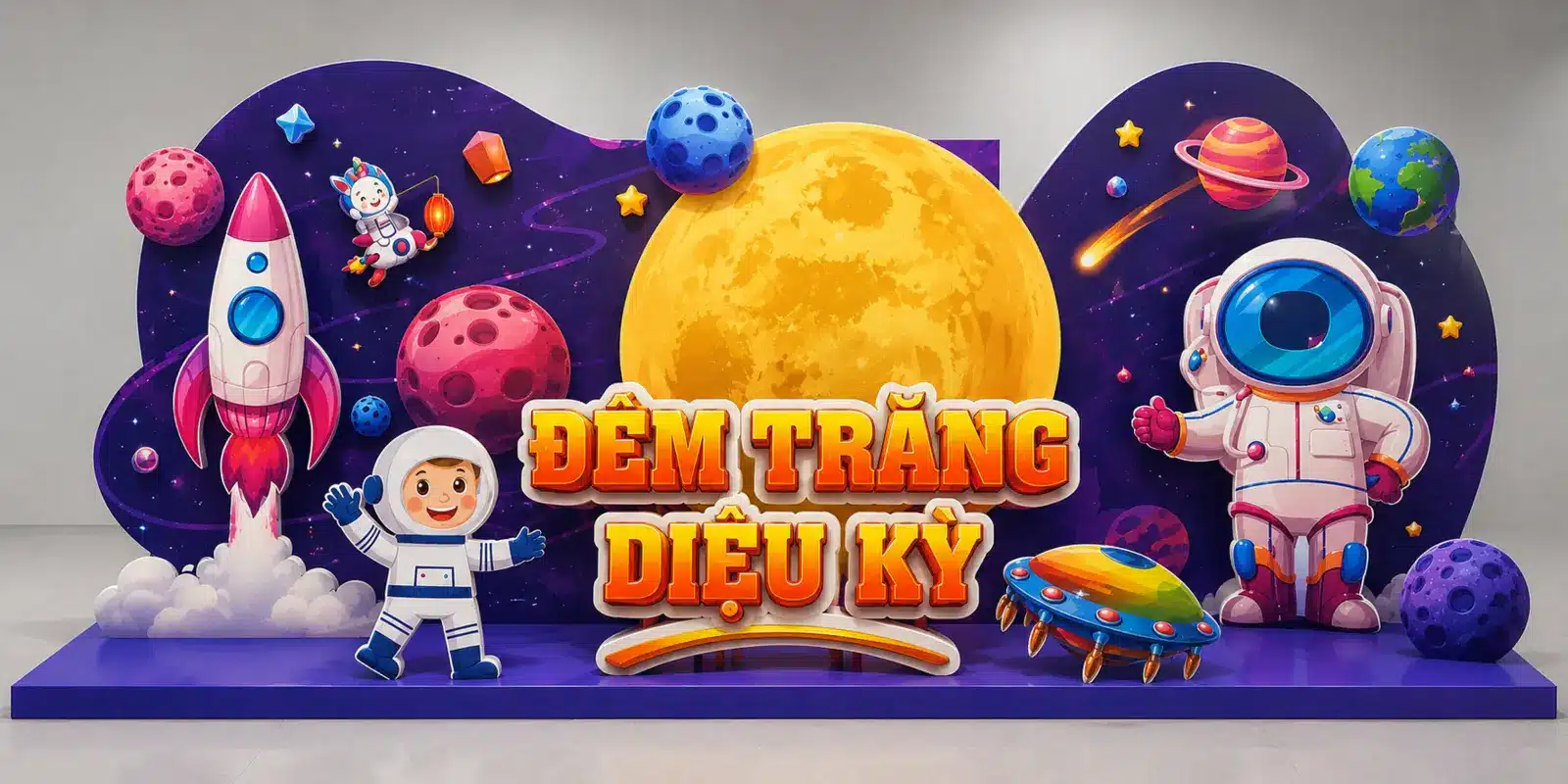 Backdrop Trung thu chủ đề vũ trụ