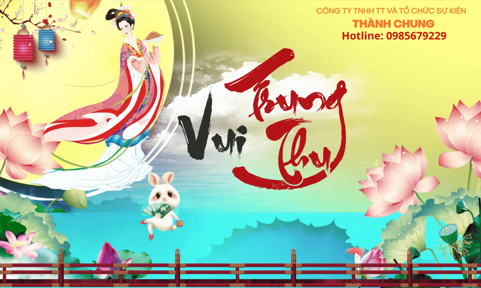 Mẫu backdrop Trung thu hoa sen