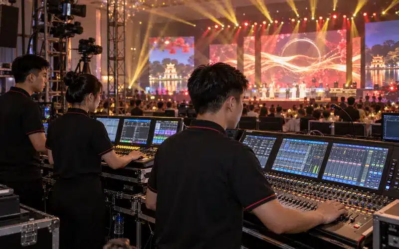 Kỹ thuật viên âm thanh ánh sáng sự kiện