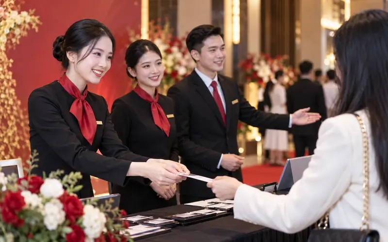 PG PB và lễ tân đón khách sự kiện